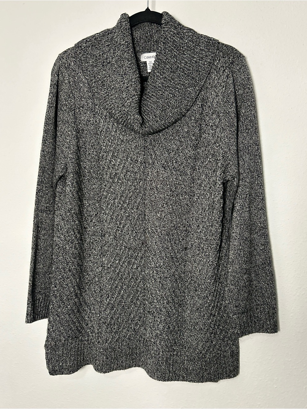 Calvin Klein Gray Shawl Collar Knit Sweater